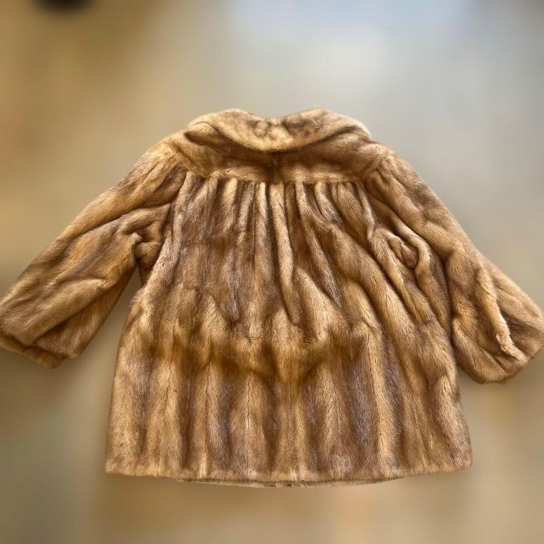 リアルファー　ミンク　コート　高級　S美品　キャメル色