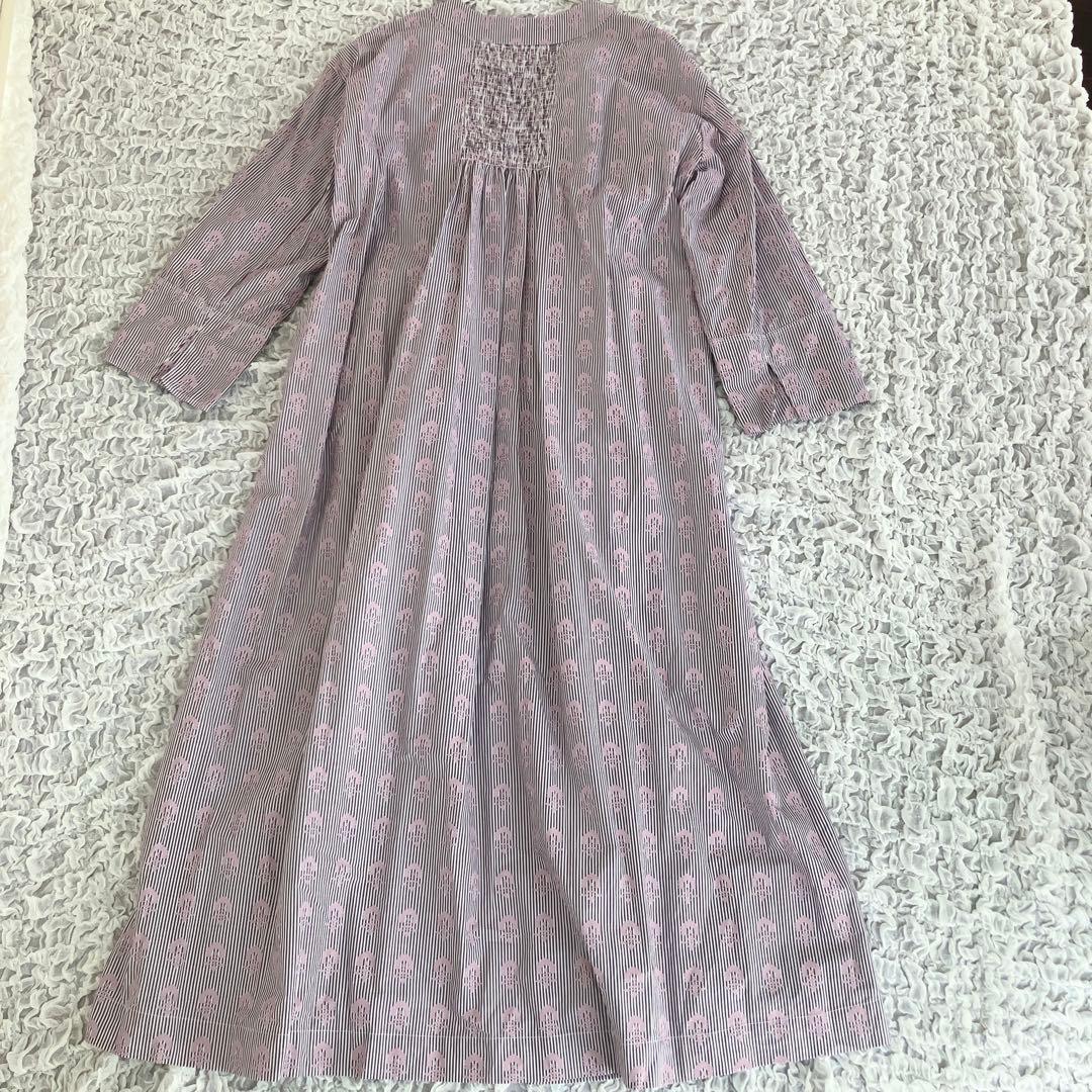 美品ヌキテパPoplinFluffPrintWaistStringDress