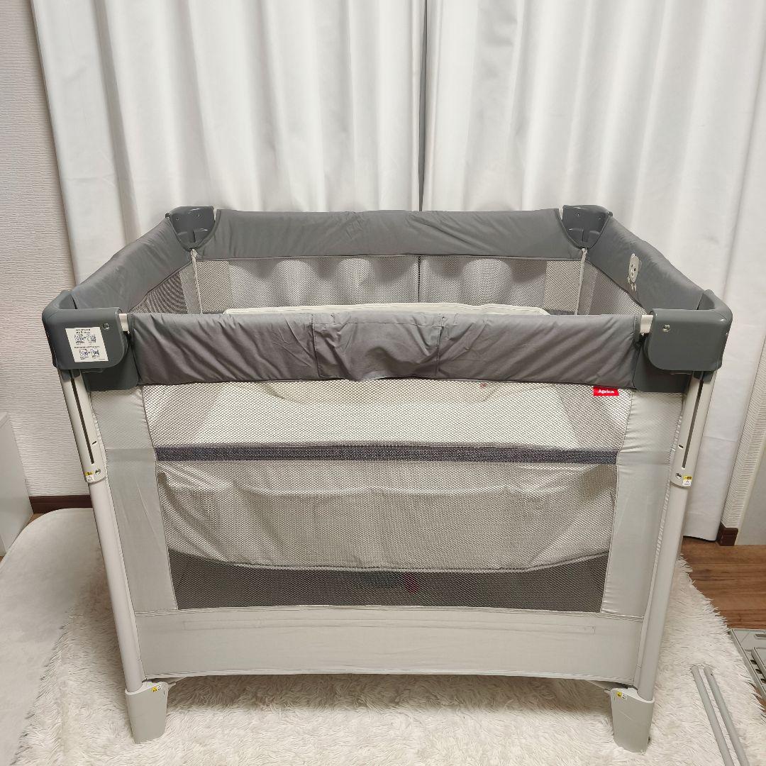 【美品】アップリカ ココネル エアー AB ベビー用ベッド グレー Aprica