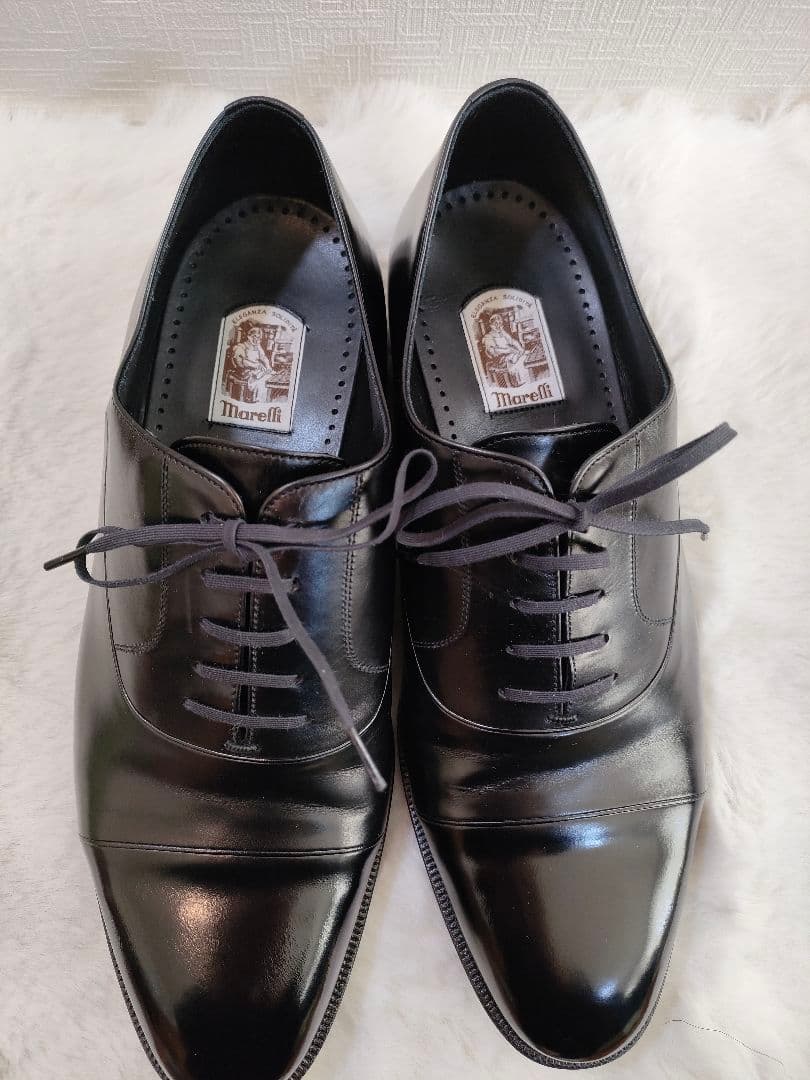 【未使用級】Marelli マレリー 本革 ストレートチップ 革靴 ブラック