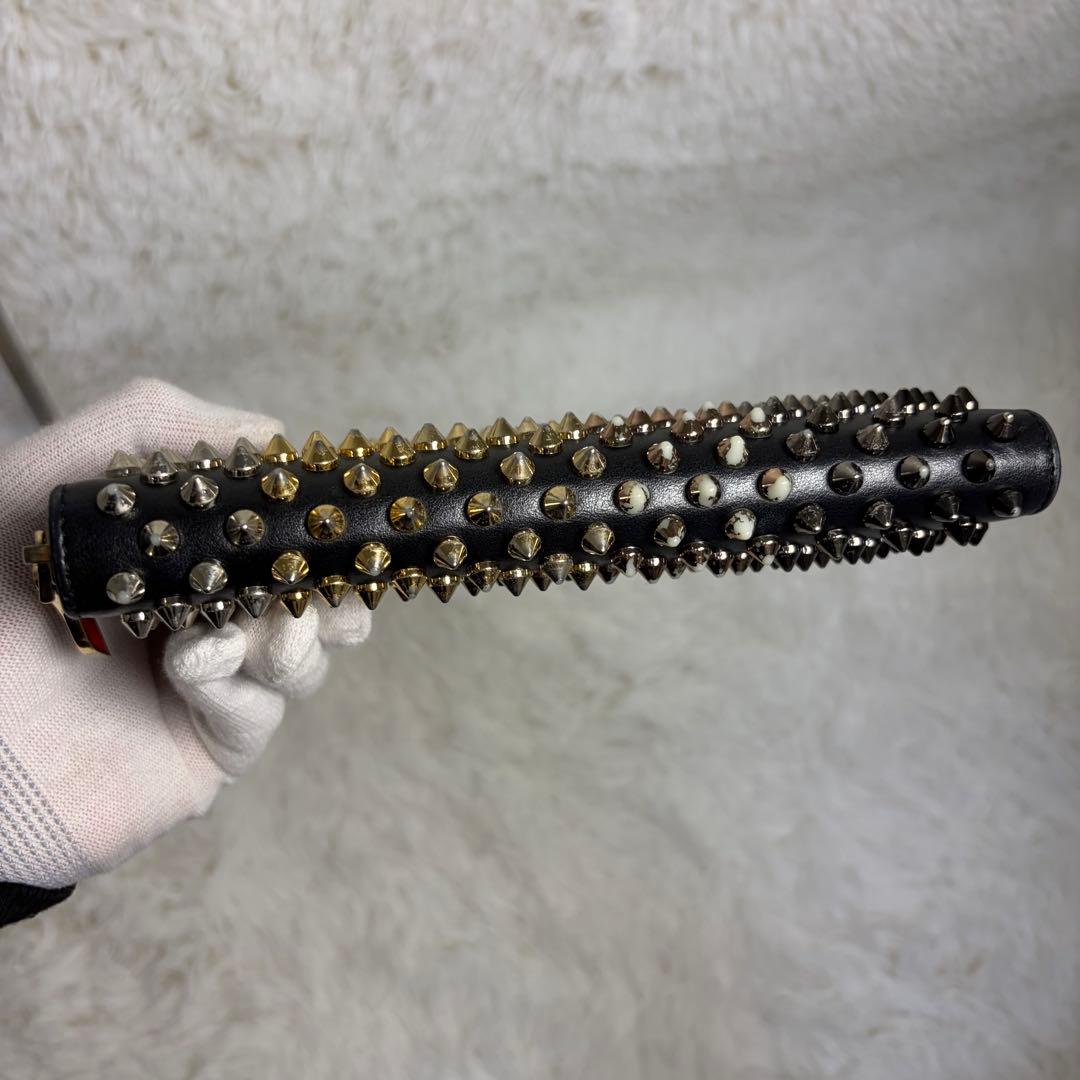 クリスチャンルブタンパネトーネ グラデーションスタッズ ラウンドジップ長財布