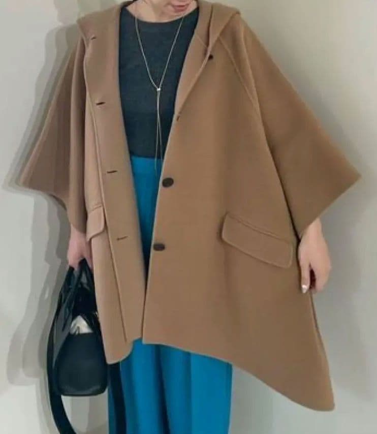 ●最終SALE●Mila Owen フードポンチョコート　キャメル　01