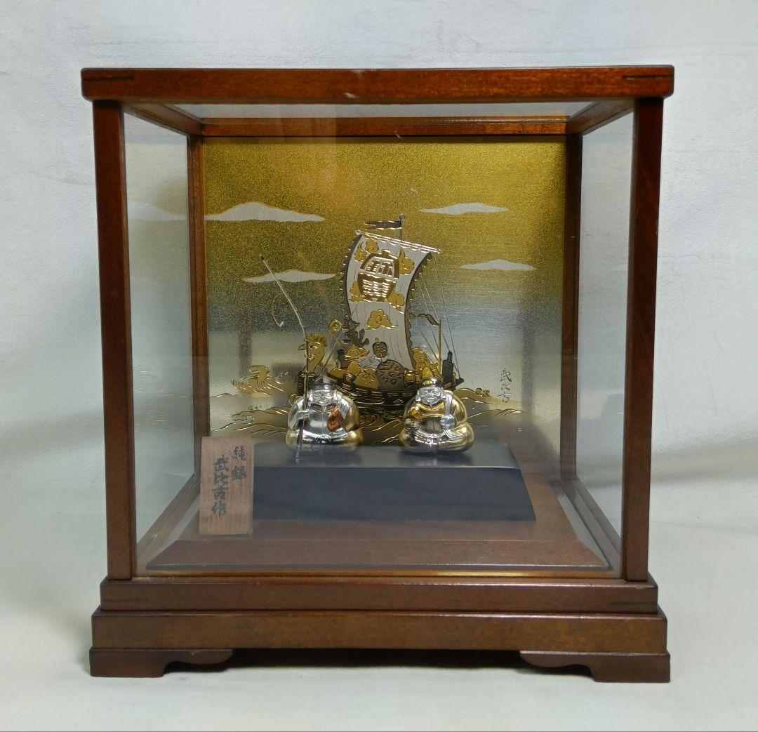 武比古作　純銀　恵比寿天　大黒天　宝船　置物　インテリア　縁起物　刻印有り