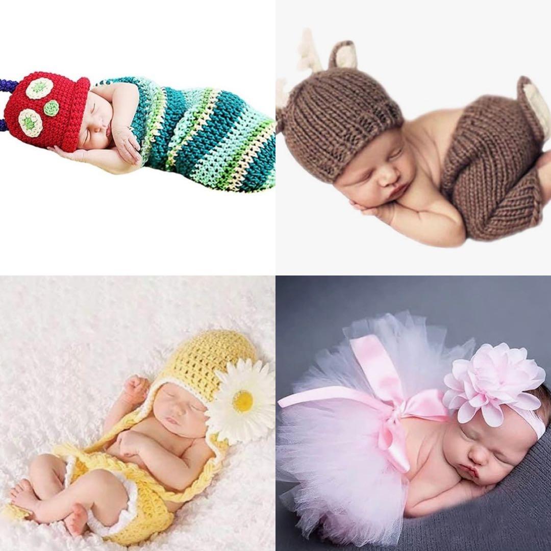 ニューボーンフォトセット★衣装（複数）★カゴ★ぬいぐるみなど