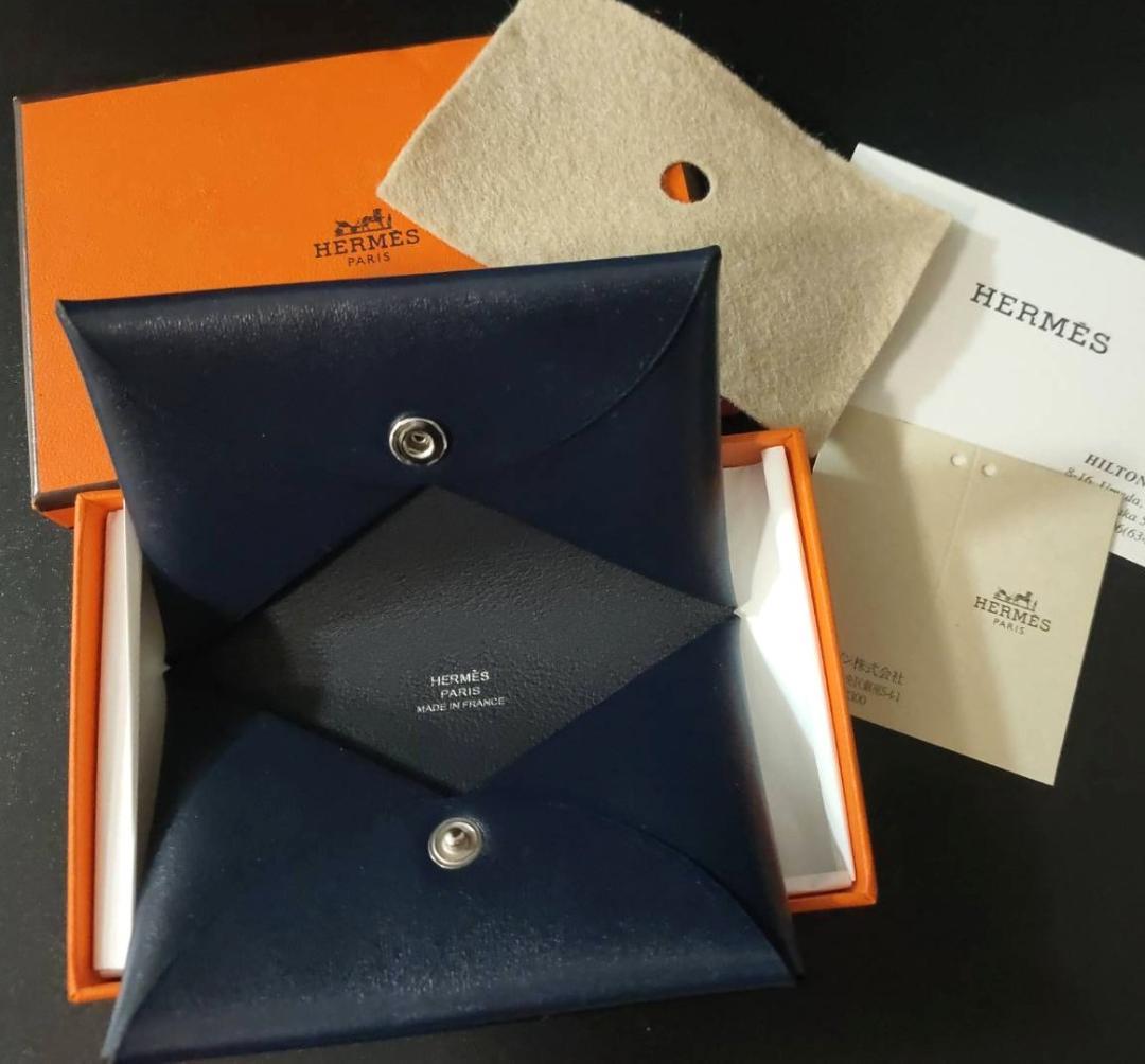 極美品 HERMES エルメス カルヴィ ボックスカーフ カードケース 名刺入れ