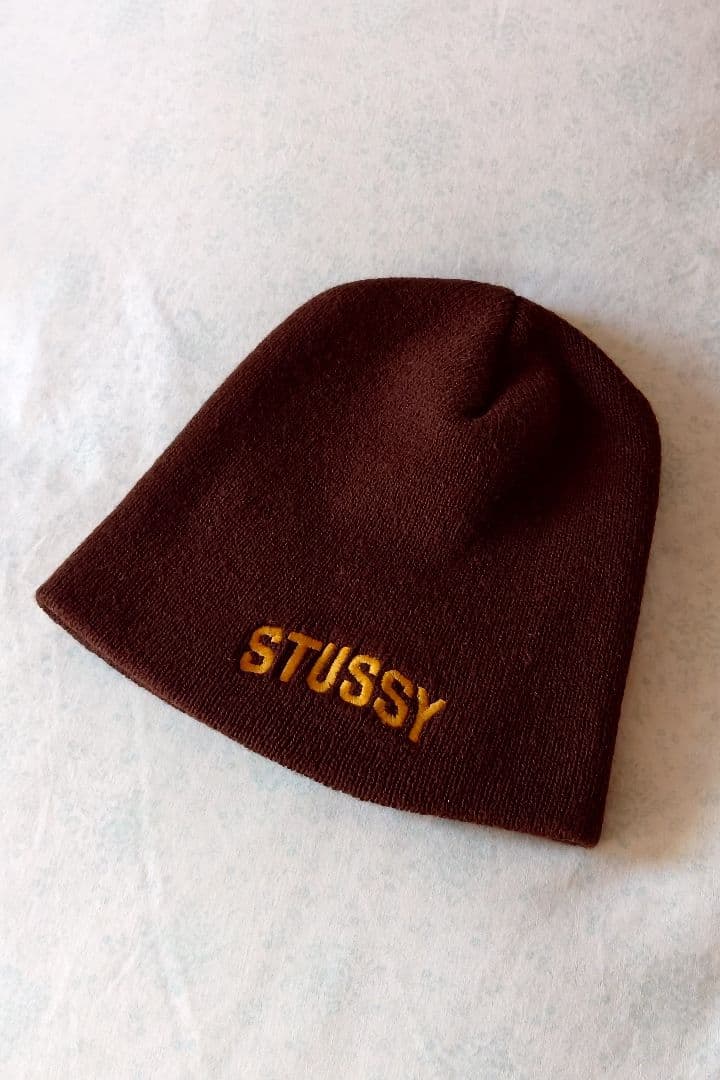 白タグ　90s USA製　Old　Stussy　ビーニー　ニットキャップ　茶色