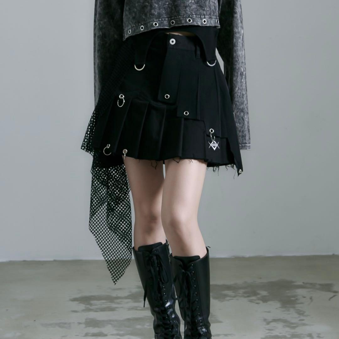 完売品✨️REFLEM レフレム ランダムレイヤードスカート 黒 アシメ 異素材