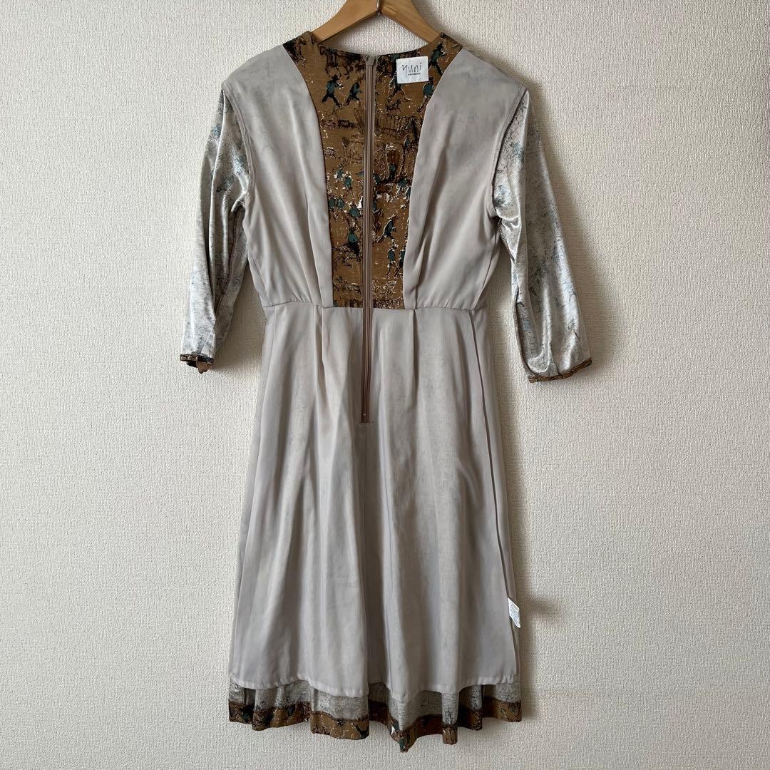 ⚠️ごるしさま専用【yuni】シルク100%アンティーク柄ワンピース