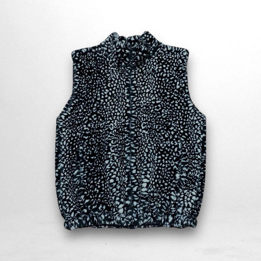 90's USA製 Ultra Fur フェイクファー ベスト レオパード 白黒