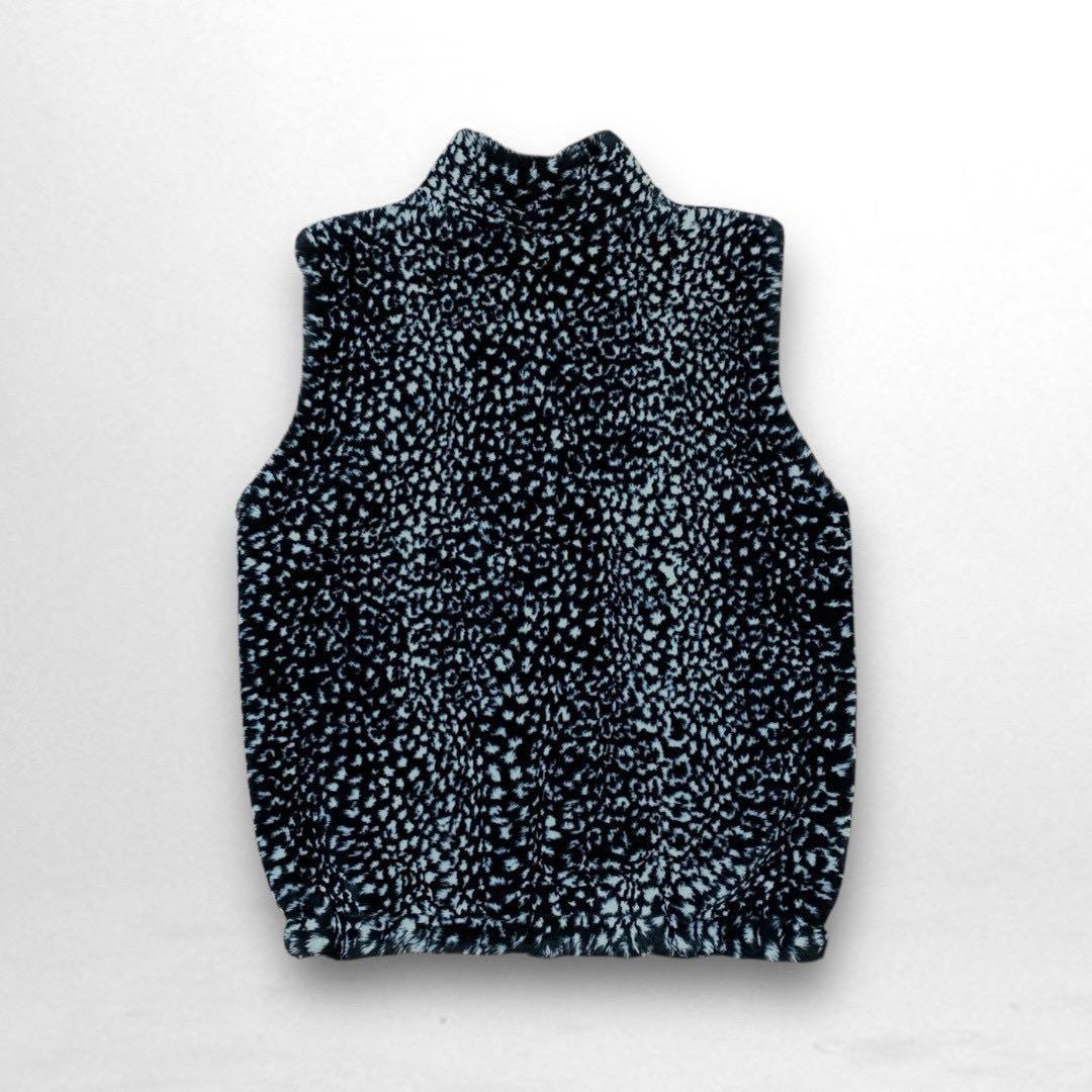 90's USA製 Ultra Fur フェイクファー ベスト レオパード 白黒