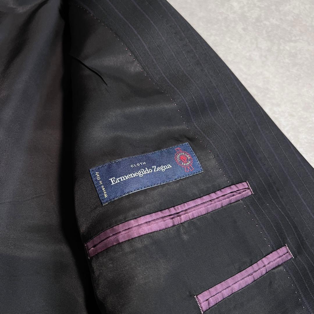 【美品】ポールスミス×ゼニア スーツセットアップ ネイビー ストライプ L2