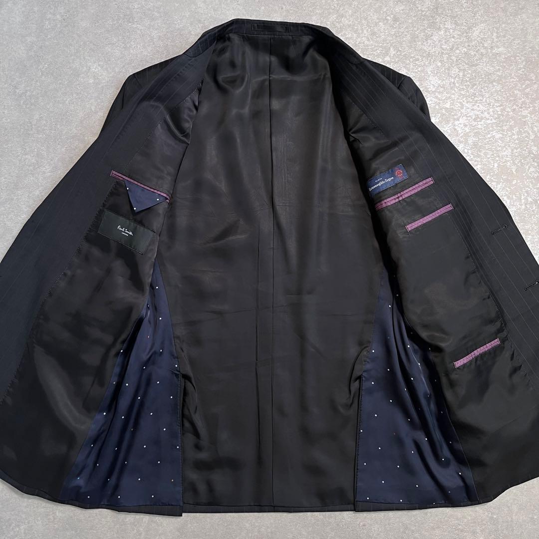 【美品】ポールスミス×ゼニア スーツセットアップ ネイビー ストライプ L2