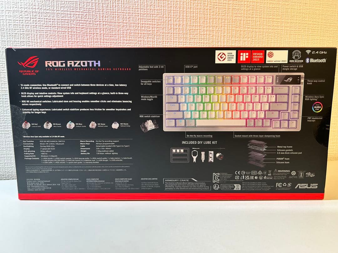 エイスースASUS ROG AZOTH ワイヤレスゲーミングキーボード ほぼ新品