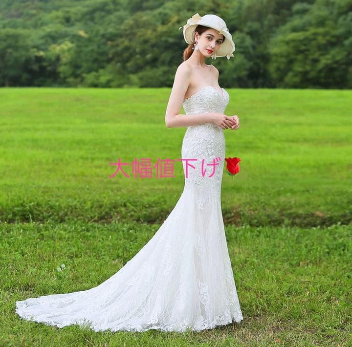 【　:)　】ウェディングドレス　総レース　マーメイド