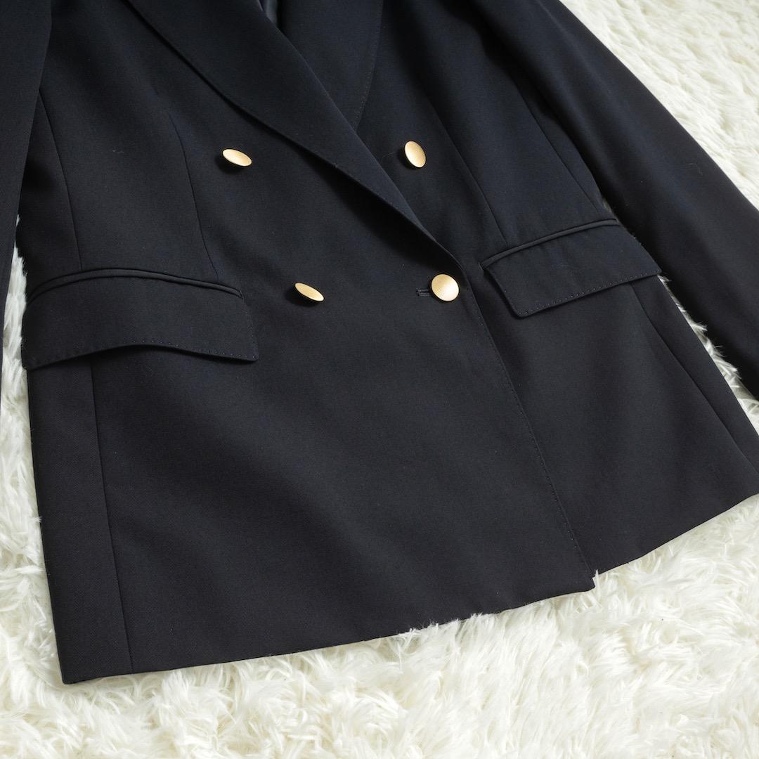 美品 SHIPS 25SS ウール ギャバ ダブル ブレザー 38 金ボタン