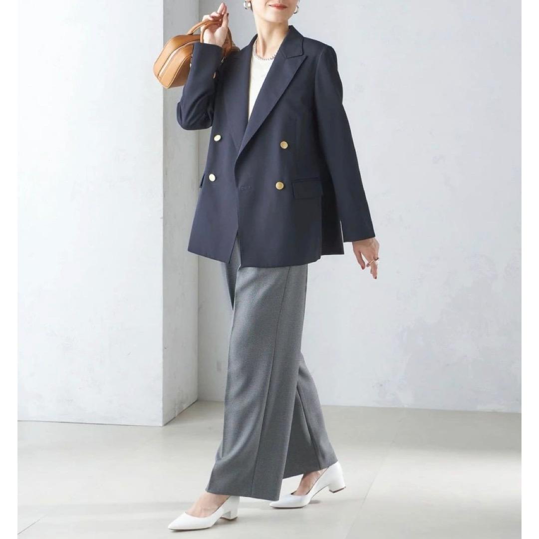 美品 SHIPS 25SS ウール ギャバ ダブル ブレザー 38 金ボタン