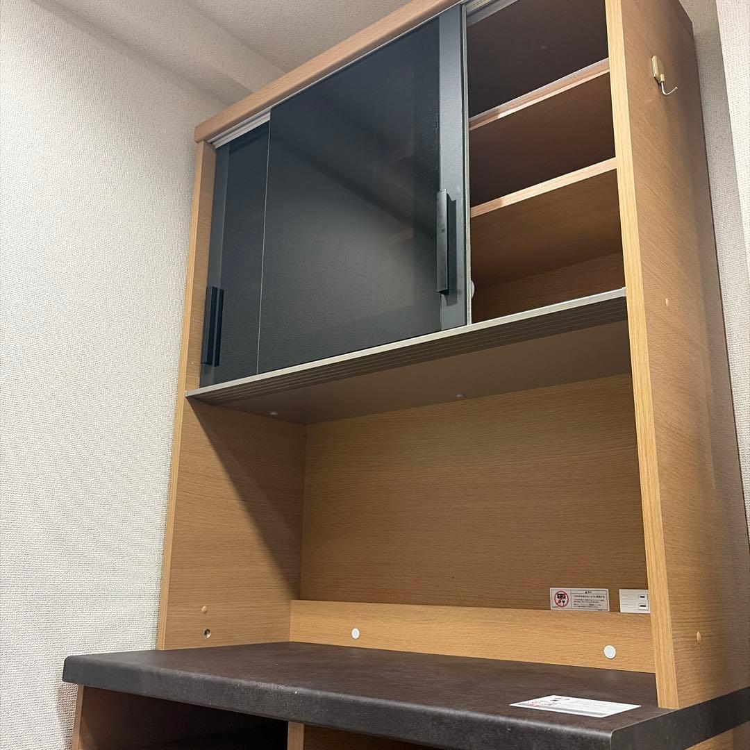 パモウナ食器棚 ガラス扉付き 3段w90