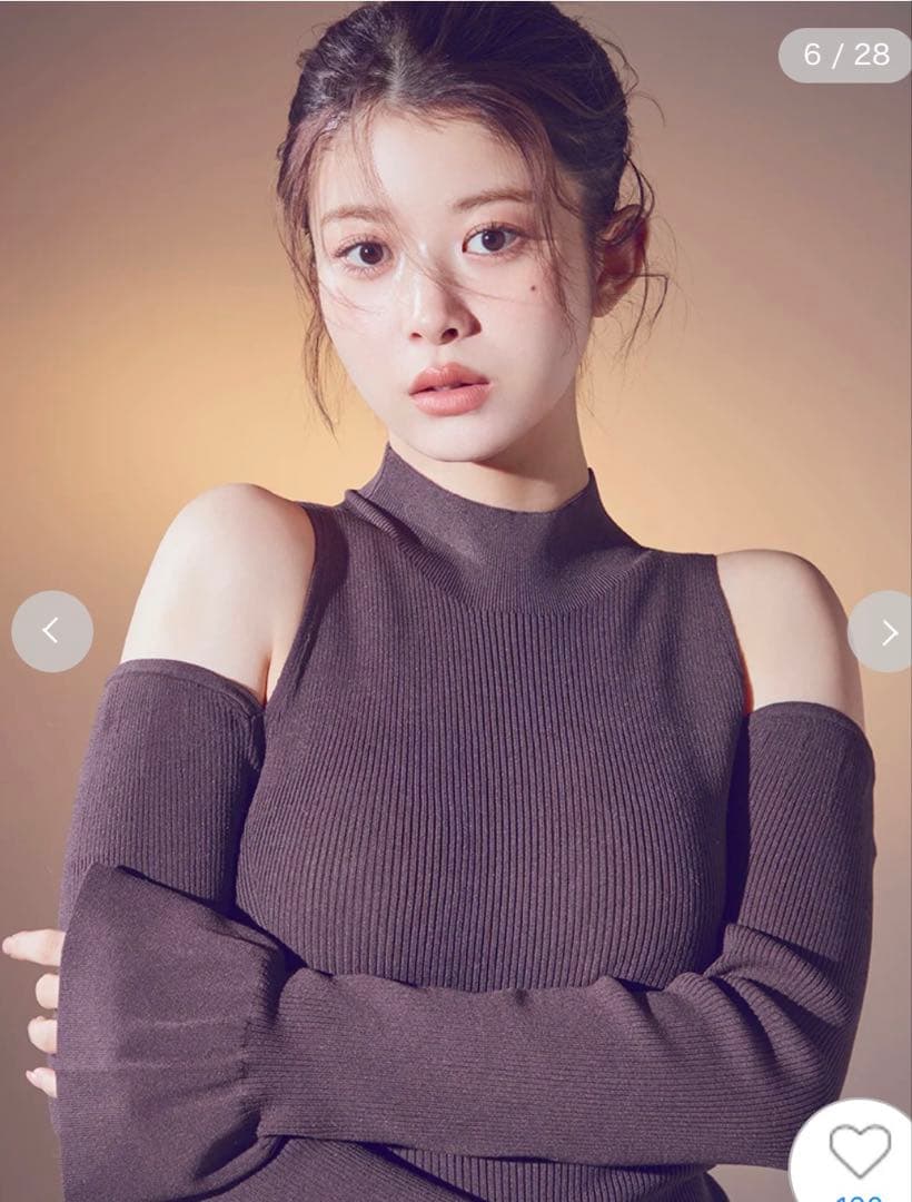 新品紙タグ付き　SNIDEL コールドショルダーニットワンピース BRW