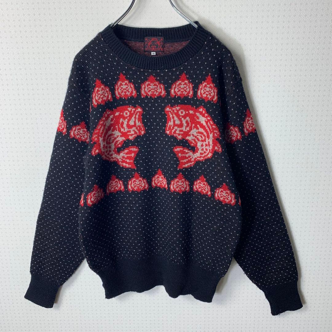 EVISU ニットセーター ブラックバス レッド 恵比寿 希少 vintage