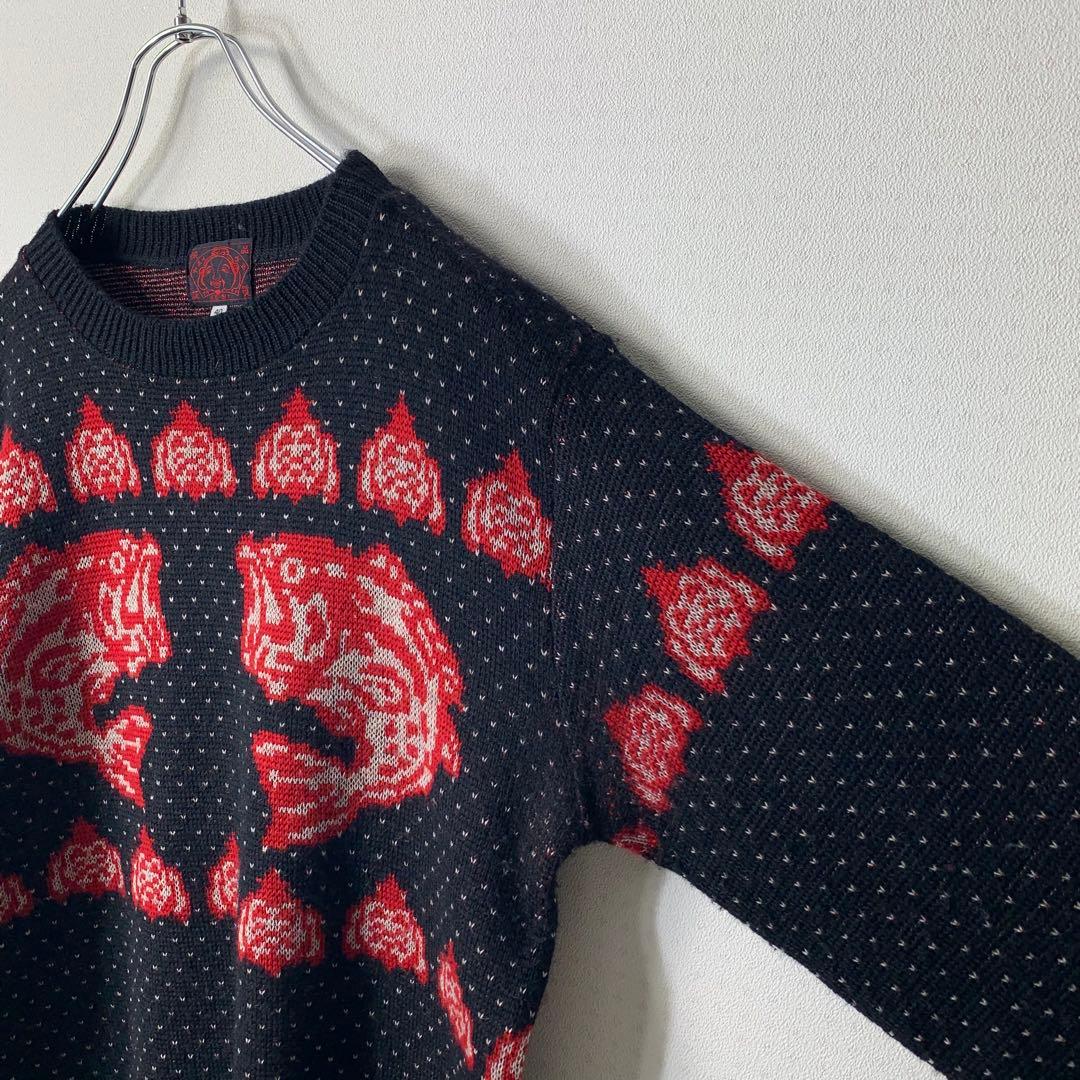 EVISU ニットセーター ブラックバス レッド 恵比寿 希少 vintage