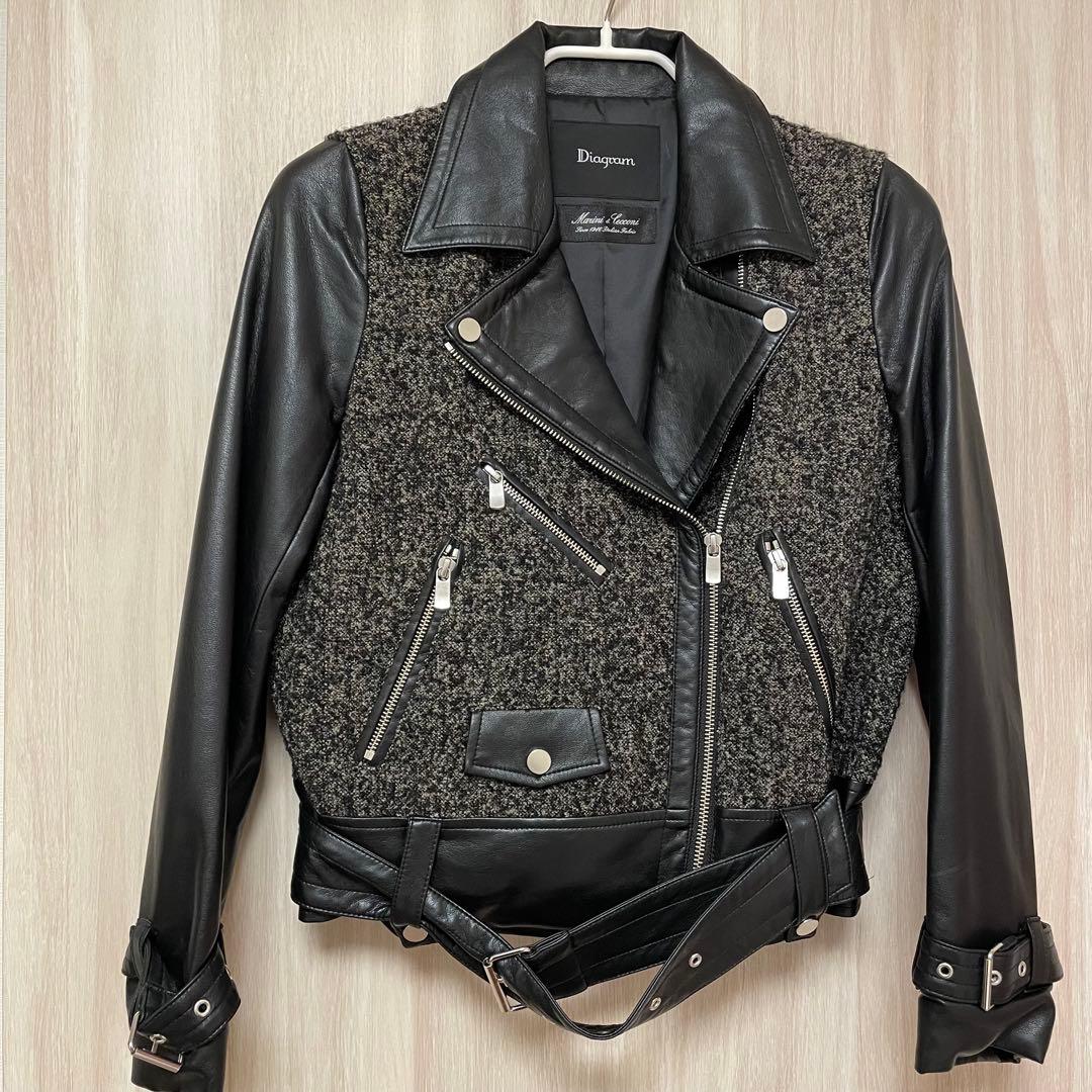 グレースコンチネンタル diagram ツイードライダースジャケット 36