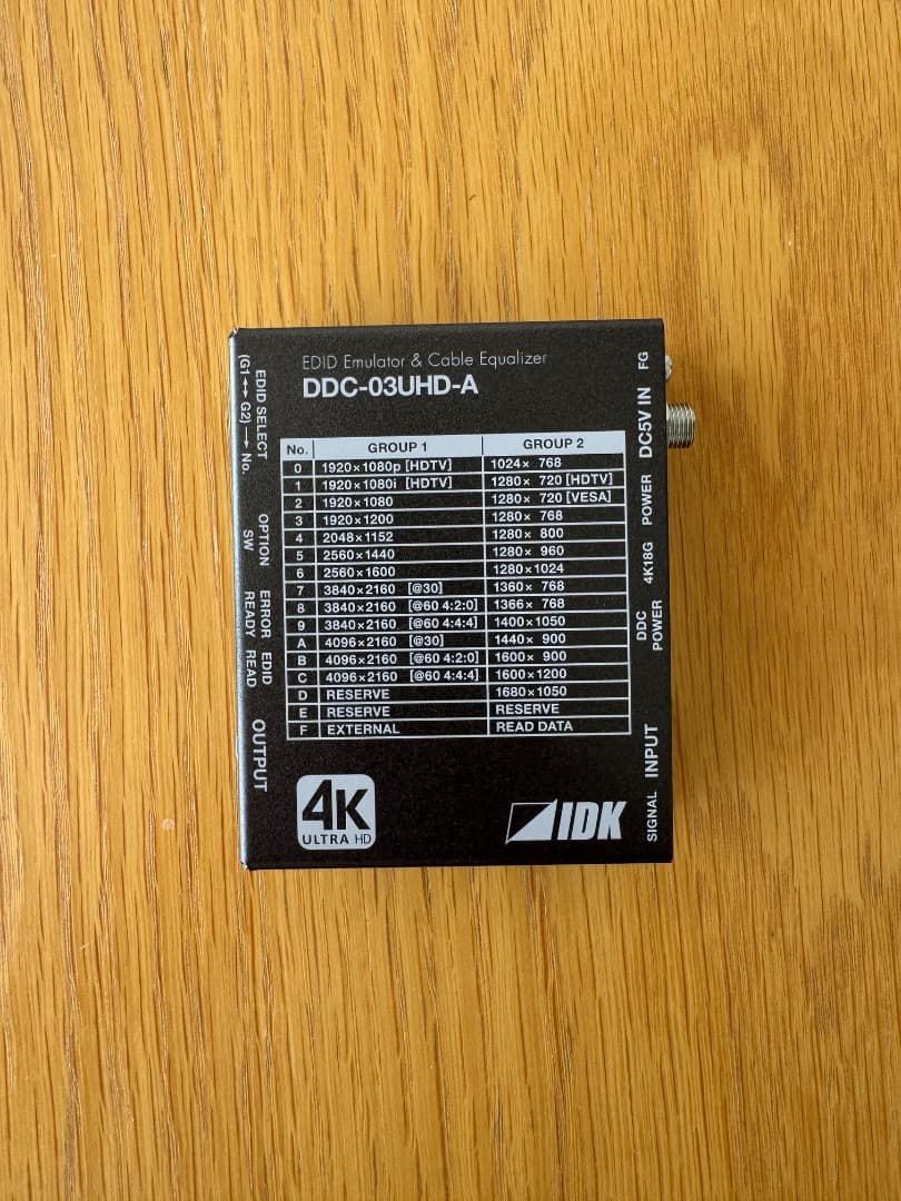 IDK 4K@60 EDIDエミュレーション DDC-03UHD-A