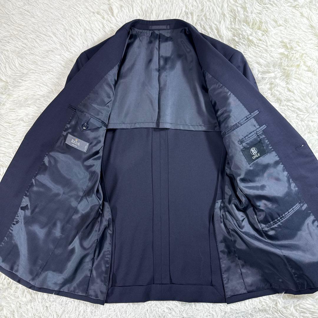 【イタリア生地】オンリー レダ スリーピーススーツ 無地 ネイビー 170Y