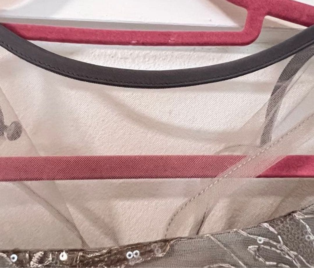 【LEJA】アシンメトリーシアーフラワードレスワンピース 結婚式 ドレス　M