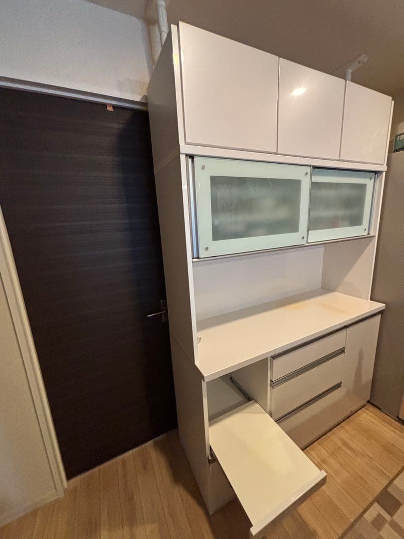 【最終値下中・〜12月中旬・送料込】ホワイトキッチン収納 引き出し式＋上置き収納