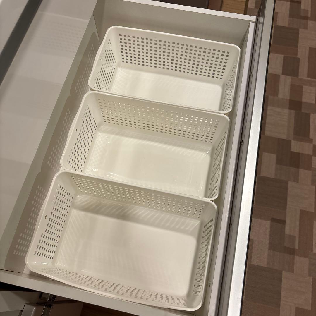 【最終値下中・〜12月中旬・送料込】ホワイトキッチン収納 引き出し式＋上置き収納