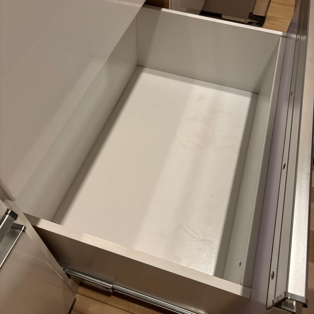 【最終値下中・〜12月中旬・送料込】ホワイトキッチン収納 引き出し式＋上置き収納