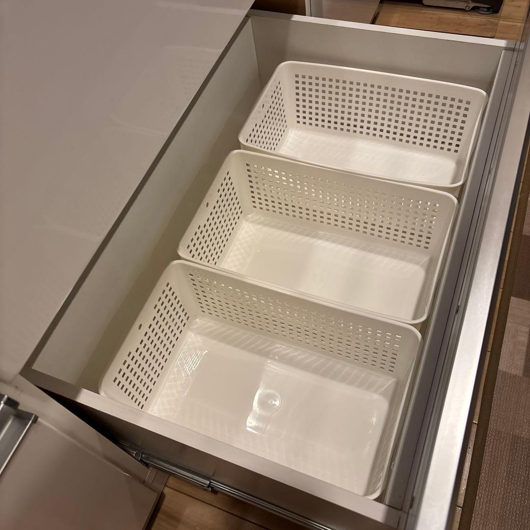 【最終値下中・〜12月中旬・送料込】ホワイトキッチン収納 引き出し式＋上置き収納