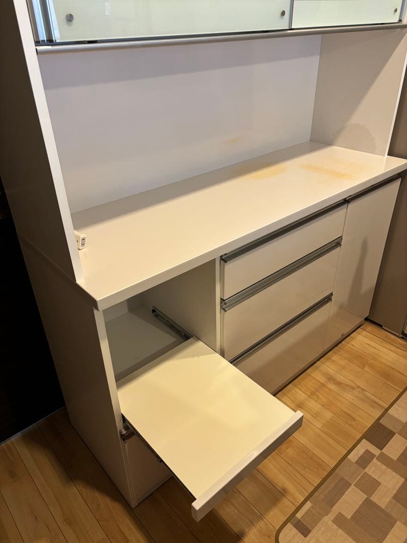 【最終値下中・〜12月中旬・送料込】ホワイトキッチン収納 引き出し式＋上置き収納