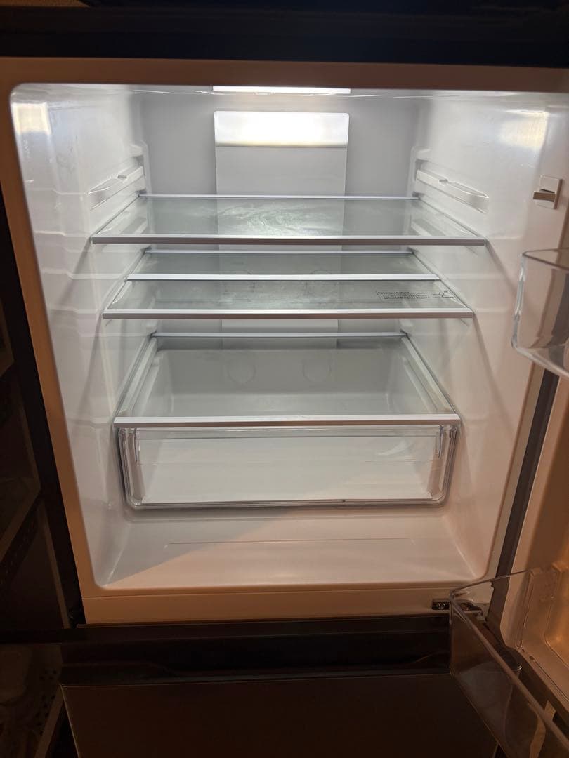 グレー 二段式冷蔵庫 LED照明付き