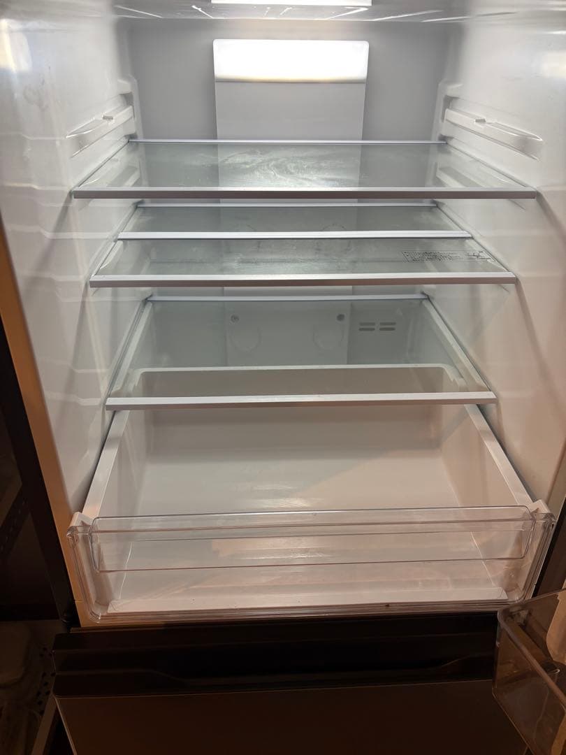 グレー 二段式冷蔵庫 LED照明付き