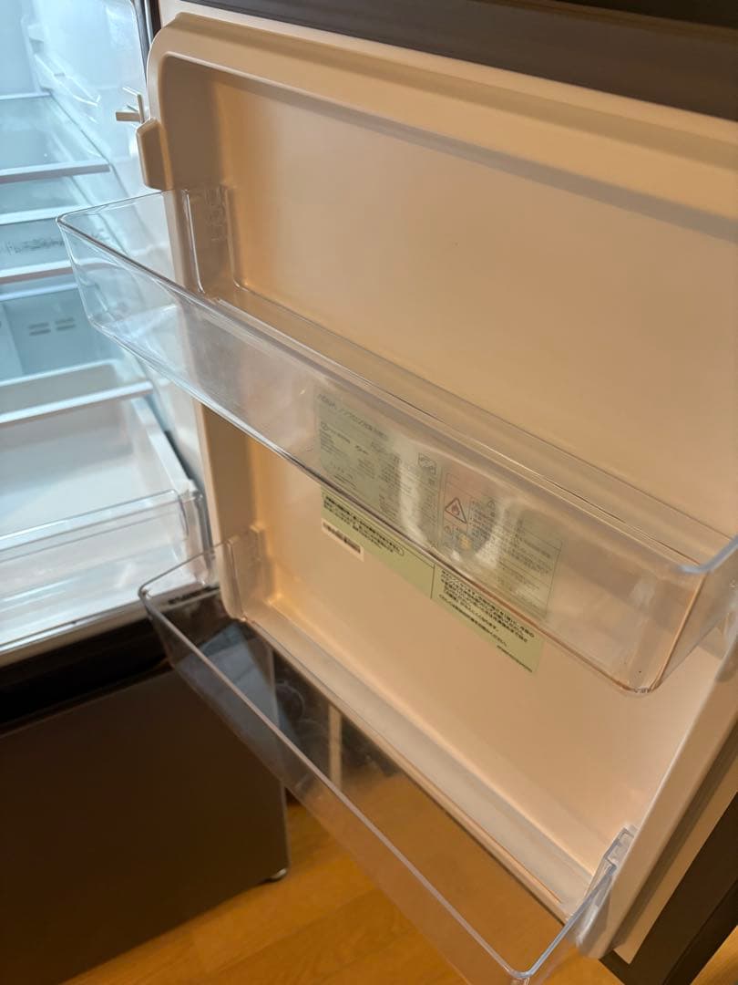 グレー 二段式冷蔵庫 LED照明付き