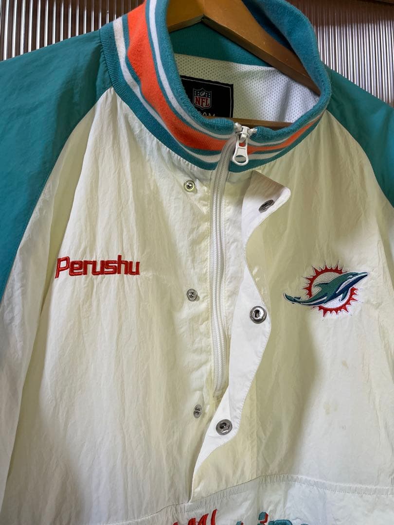 Perushu × NFL コラボナイロンスタンドネックアノラックブルゾン
