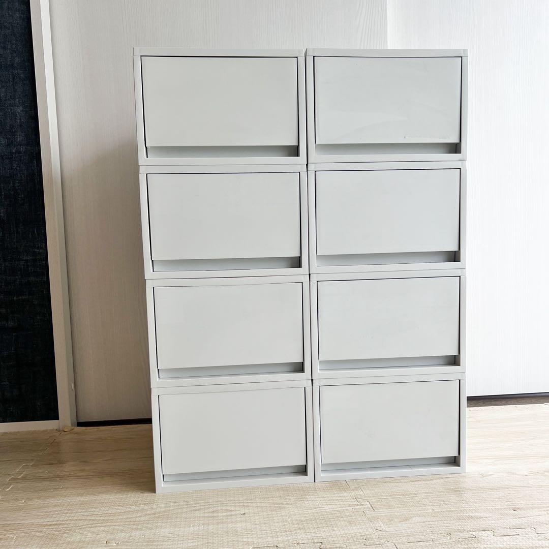 【8個セット】 無印良品 ポリプロピレンケース・引出式・深型・ホワイトグレー