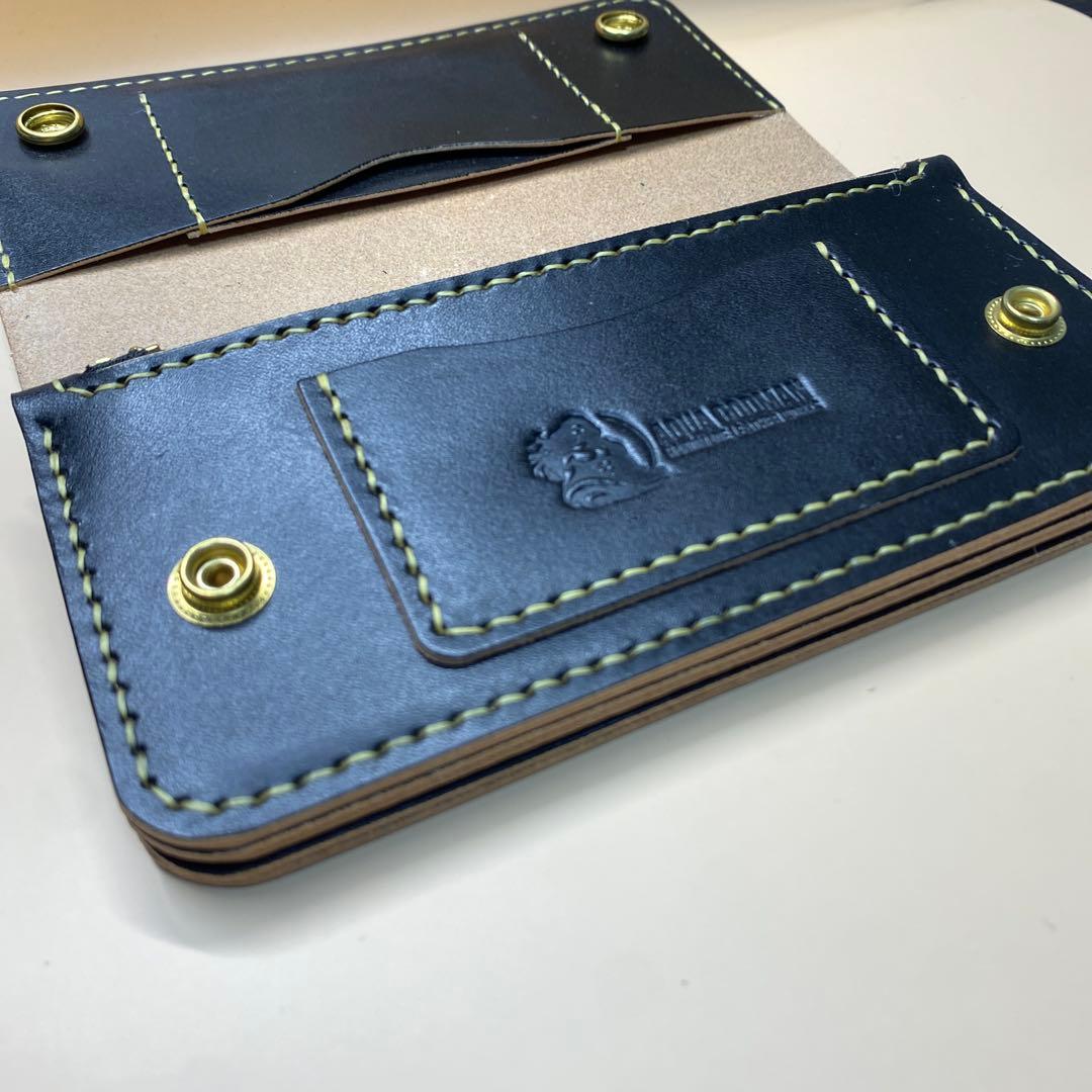 上質 無骨 艶 茶芯 丘染め 三層 マチ ロング トラッカーウォレット