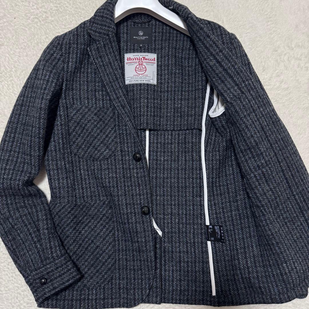 極美品！ユナイテッドアローズ×ハリスツイード ウール くるみボタン パイピング