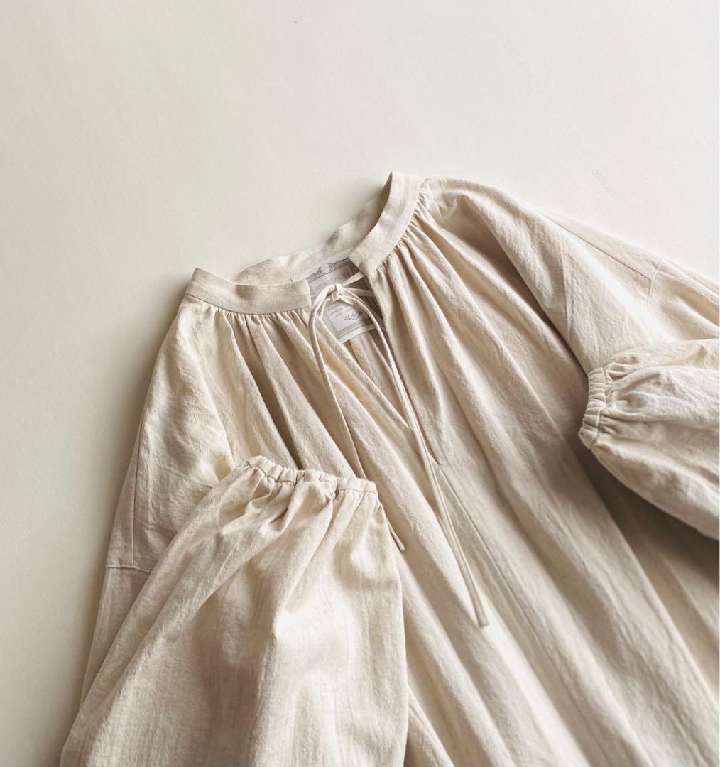 BEARDSLEY コットン リネン 裾レースBIG チュニックシャツ 日本製