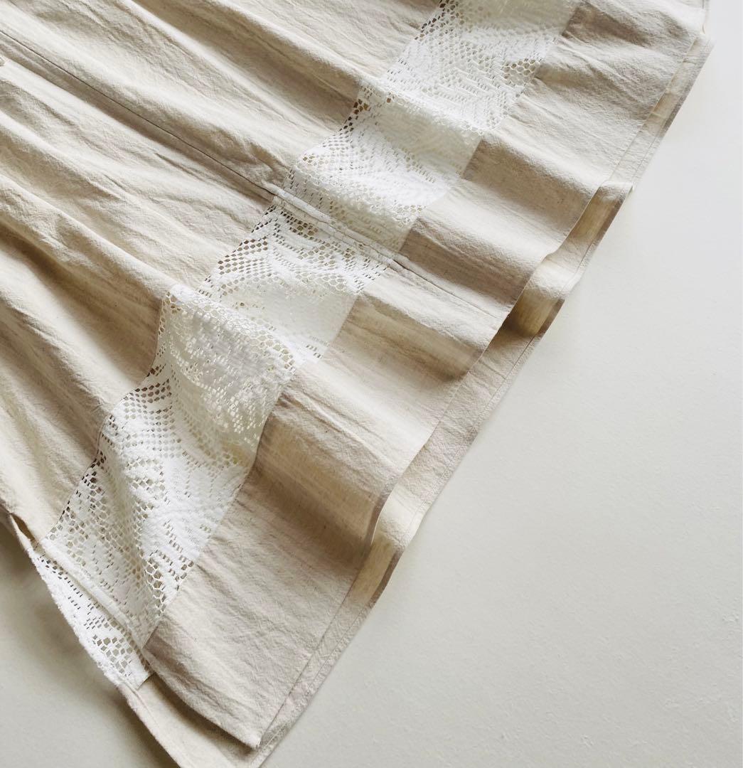 BEARDSLEY コットン リネン 裾レースBIG チュニックシャツ 日本製