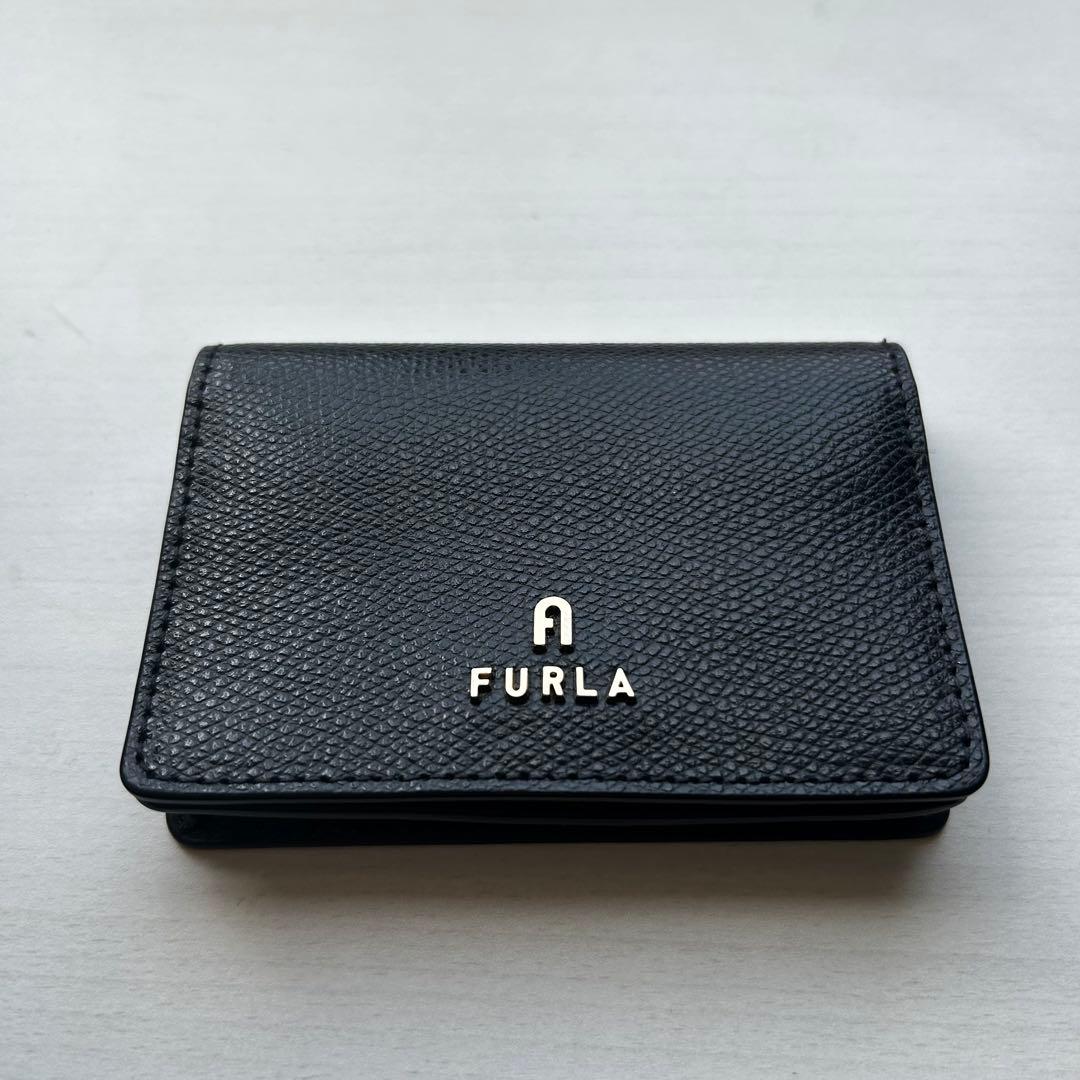 FURLA Cameliaブラック レザー 名刺入れ カードケース