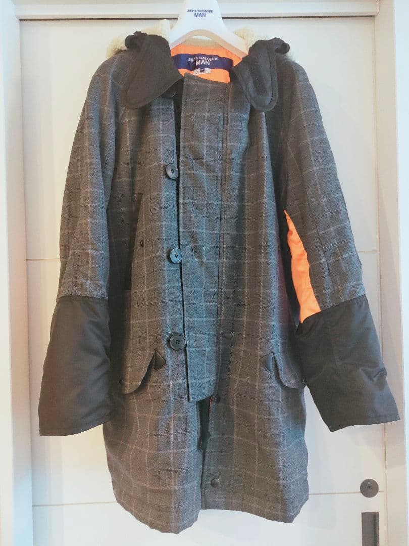 ジュンヤワタナベマン　ウールチェックミリタリーコート2022AW