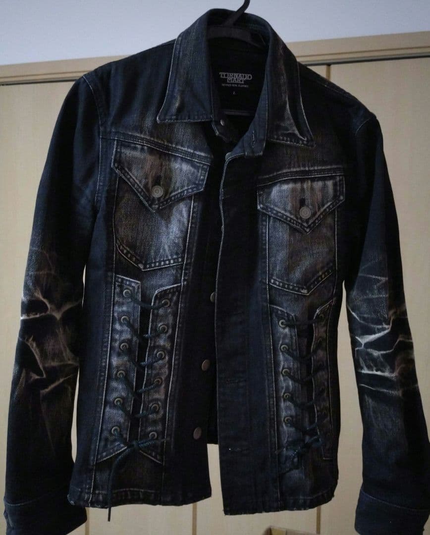 ダメージ加工　BLACK　デニムジャケット