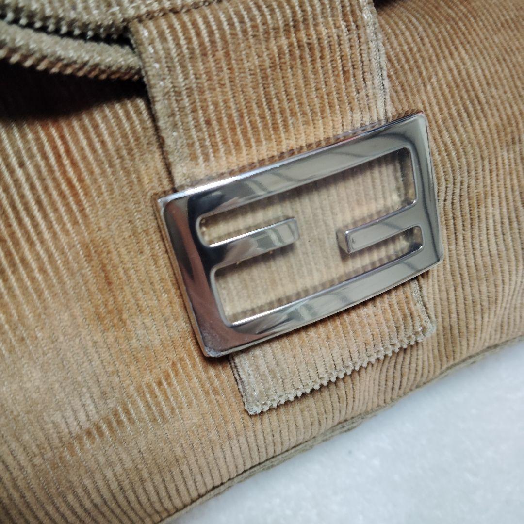 フェンディ　マンマバケット　ワンショルダーバッグ　コーデュロイ　ベージュ　訳あり