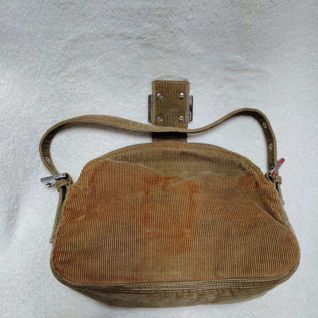 フェンディ　マンマバケット　ワンショルダーバッグ　コーデュロイ　ベージュ　訳あり