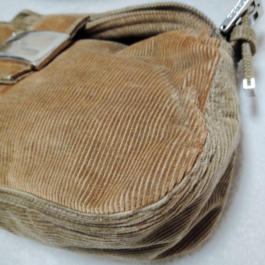 フェンディ　マンマバケット　ワンショルダーバッグ　コーデュロイ　ベージュ　訳あり