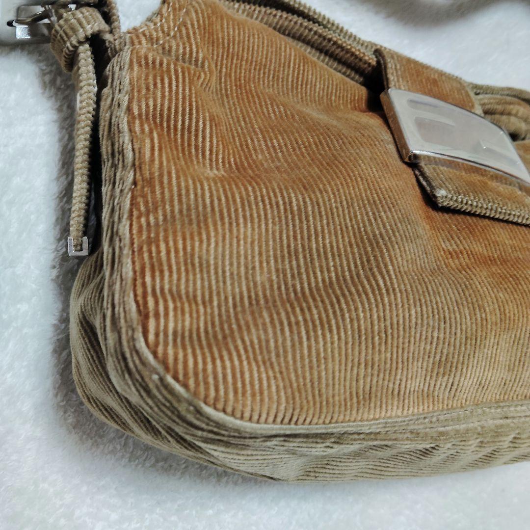 フェンディ　マンマバケット　ワンショルダーバッグ　コーデュロイ　ベージュ　訳あり