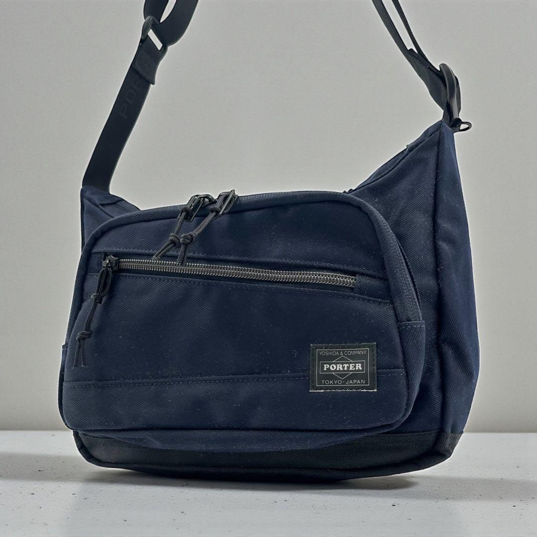 【美品】 ポーター フロント Sサイズ ショルダーバッグ アイアンブルー 廃盤